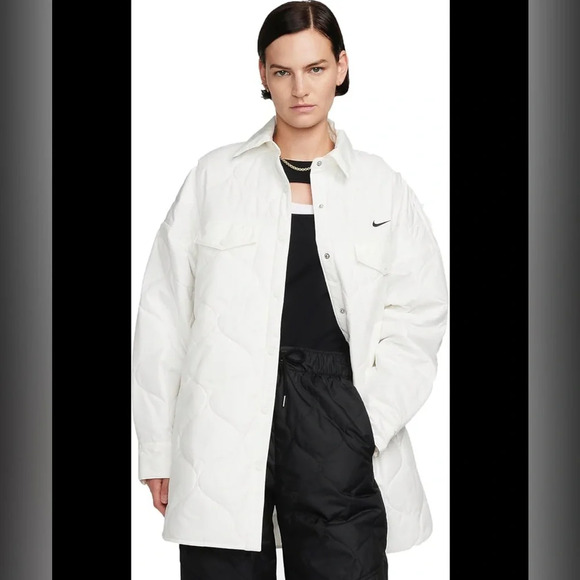 Nike Sportswear Essential Women's Quilted Trench Jacket white size xs - Picture 12 of 12